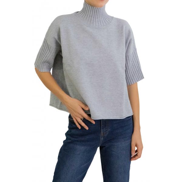 Maglione collo alto mezza manica 